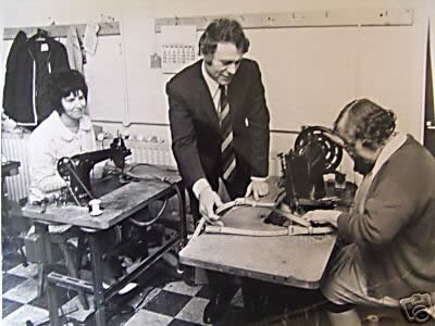 Brian Marlow, Matt's father (1971) in our Walsall factory with two of his staff Marg and Lilley.